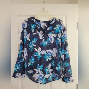 Carve Designs Dylan Floral Blouse - Navy and Aqua